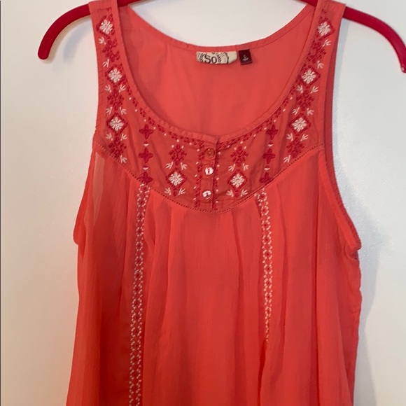 SO Tops - So size Lg. Sleeveless sheer top with embroidery